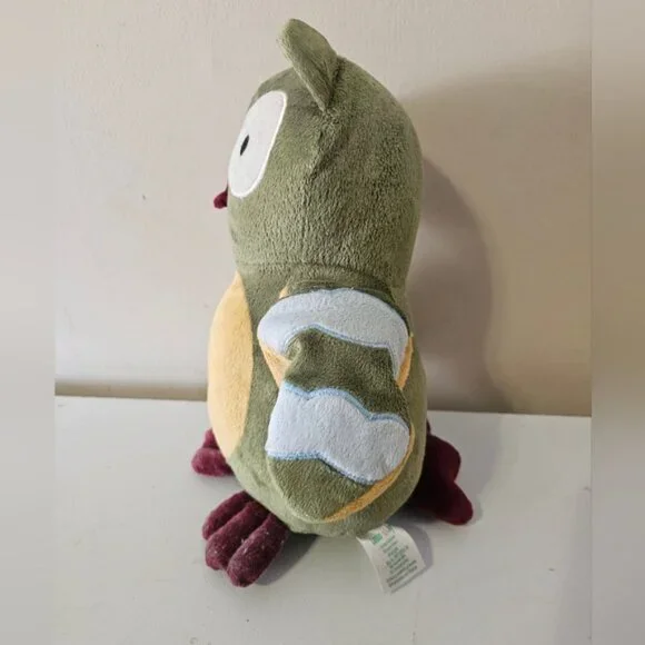 Lambs Ivy Enchanted Forest Owl Plush Toy 14  Soft Stuffed Green Yellow Burgundy - Picture 4 of 8
